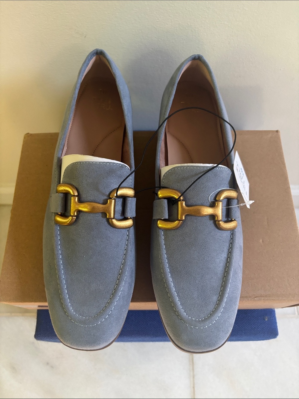 Time and Tru Slate Blue Suede Horsebit Loafers